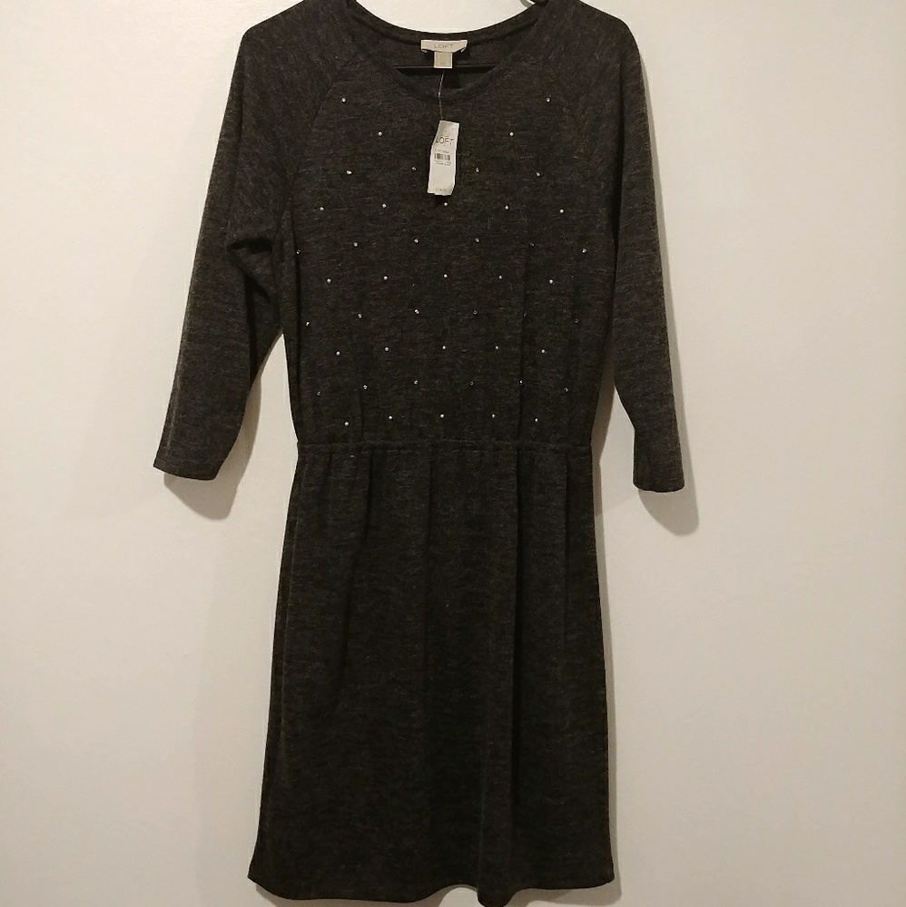 Ann Taylor Loft cotton gray dress